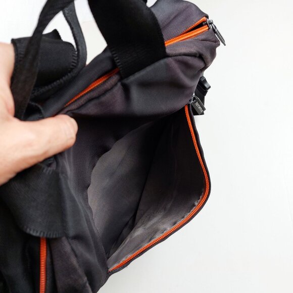 Men's Black Nylon Vertical (North South) Messenger Bag 14"x11" - Picture 4 of 7